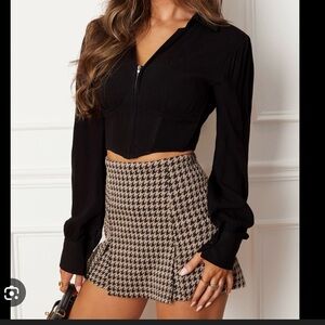 Houndstooth Mini Skirt - Black & White
